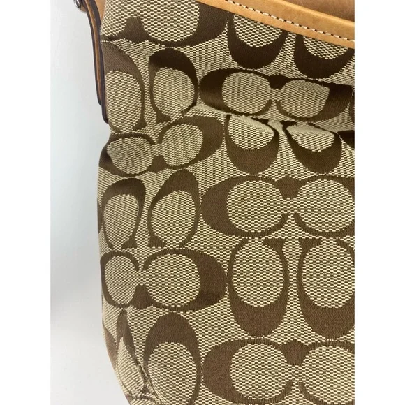 Coach Hampton Signature Tan Khaki 6091 Shoulder Handbag Purse - Picture 9 of 11